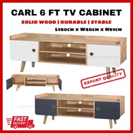 CARL 6FT TV Cabinet TV Console Rak TV Kabinet TV Almari TV Wooden Leg Solidwood Rak TV Rak Kayu