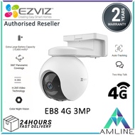 Ezviz EB8 3MP 2K Wireless 4G LTE Pan & Tilt Battery Powered Two Way Talk Color Night Vision GPS Secu