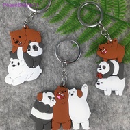 PeaceShells Cute We Bare Bears Figures Keychain Keyring Grizzly Panda Ice Bear Cartoon Pendants Animal Series Silica Gel Key Ring SG