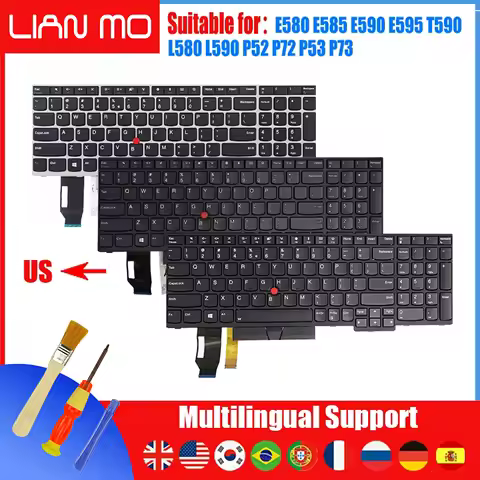 US/German/Dansk/Estonian/Spanish/Hungarian for Lenovo E580 E585 E590 E595 T590 P53S L580 L590 P52 P7