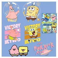 2PCS SpongeBob   Pie Star Clothing Heat Transfer Printing Ironing Stickers Fusible Patch T-shirt Spo