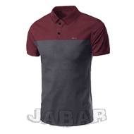 Jabar - Polo Shirt Pria Merah Hati Kombinasi Abu Tuton Kerah Lipat Pria Wanita Kaos Kerah 2 Warna Ka