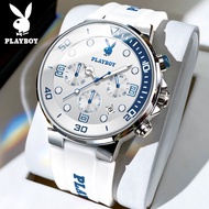 PLAYBOY เพลย์บอย ยี่ห้อของแท้ นาฬิกากีฬาผู้ชายสายนาฬิกากันน้ำ แฟชั่นนาฬิกามัลติฟังก์ชันนาฬิกาควอทซ์ Men's watch