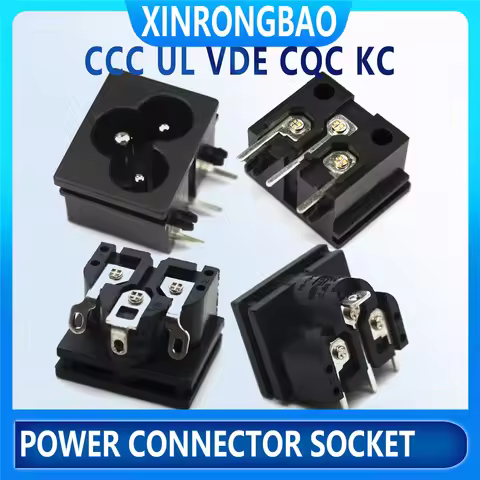 5PCS AC Power connector socket 2.5A250V 3 pin voltage AC IEC 320 C6 power socket connector 3pin blac