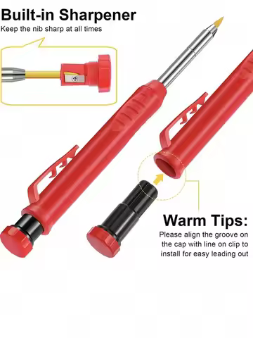 6Pcs Engineering Drawing Woodworking Marking Mechanical Pencils,2.8mm Long Head Carpenter Pencil, Ap