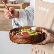 1pc Wooden Bowl, Creative Walnut Wood Salad Bowl, Vintage Fruit Bowl, Storage Bowl