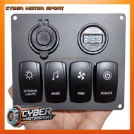 Car dashboard panel instrument 4 switch volt meter dc socket 12 volt 24 volt. Switch on off Switch 4