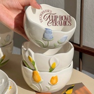 ◡̈ ʀᴇᴀᴅʏꜱᴛᴏᴄᴋ ◡̈ ins Tulip Ceramic Bowl | Snack | Japanese Bowl | Home Aesthetic Style | Cafe Style 