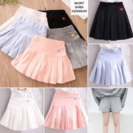 HITAM PUTIH (3-15 Years) Skort Skirt Pants Imported Girls | Skort Short Tennis Skirt Teen Girls | Girls Black White Pink Blue Gray Skirt