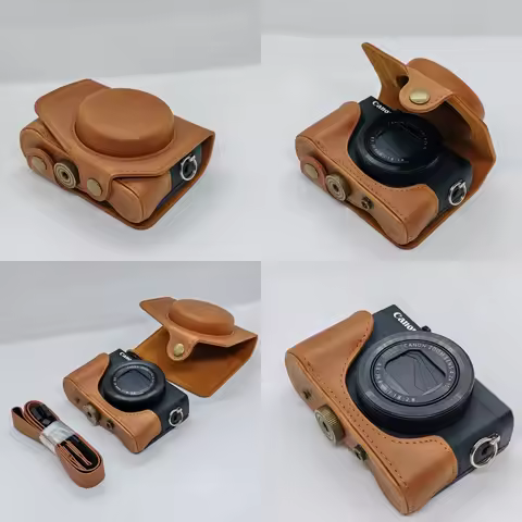 PU Leather Full Body Protect Cover Case for Canon G7X2 G7X3 G7X Mark II III Camera Storage Bag Cross