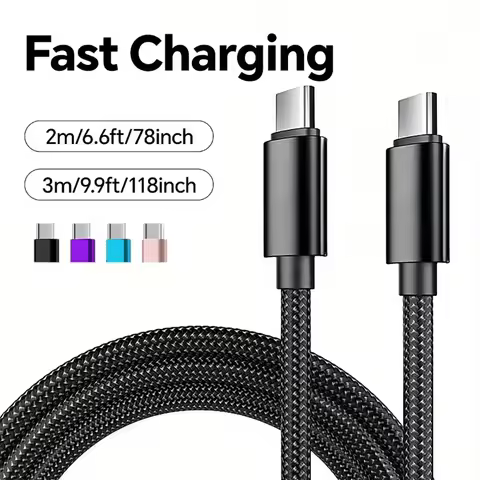 66W 5A Nylon 1m 2m 3m USB C To Type C Fast Charging Cable for Universal USB Charger Power Adapter US