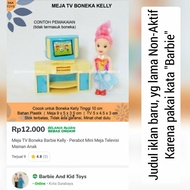 Meja TV Boneka Barbi Kelly - Perabot Mini Meja Televisi Mainan Berbi