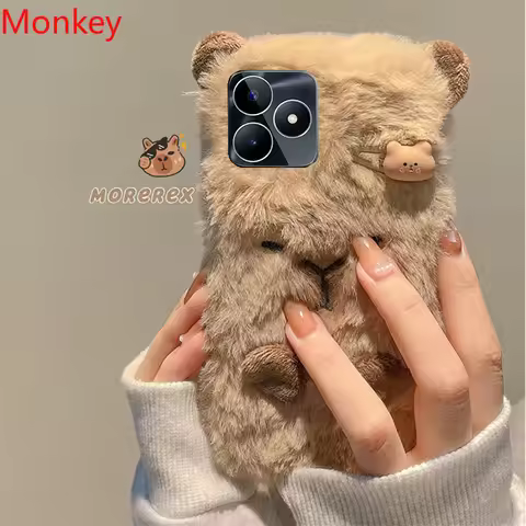 Ins Korean Cute 3D Capybara Soft Case For OPPO Realme C55 C53 C35 C30 C25Y C21 C17 C15 C12 C11 10T 1