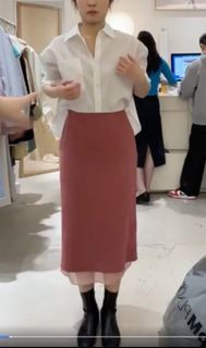 (原價1000元)轉賣 正韓貨 Lalau 有錢歐膩 拼接雪紡長裙 黑S 衣服日記 小衣櫥 DOBE