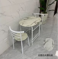 餐檯,簡易餐桌（1桌2椅）（白管仿白大理石紋）