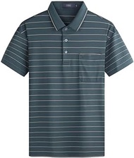 MMLLZEL Gold Thread Striped Short-sleeved T-shirt For Men's Summer Texture Elastic Business POLO Shirt (Color : D, Size : XXXXL code)