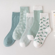 [ [ OMOYAA SG ] ] CUTE SOCKS - GREEN SOCKS - CHECKERED SOCKS - PATTERN SOCKS - FLOWER SOCKS- FLORAL 