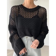 Magra Mesh Crop Top Knit Outer Women's Crop Mesh Shirt Mesh Top