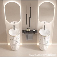 Standing Basin Round Column Home Floor-Standing Colorful Integrated Wash Basin Bathroom Ceramic Colu