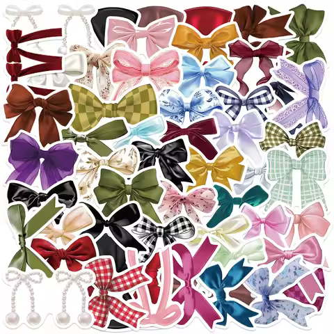 10/30/50pcs Cute Cartoon Bowknot Stickers Graffiti Decoration Coquette Bows Decals Scrapbook Luggage