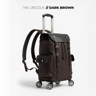 [ THE LINCOLN - DARK BROWN motif ] 20 INCH KOREAN AIRPLANE CABIN LUGGAGE TROLLEY BACKPACK PREMIUM LE