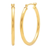 10K Yellow Gold or White Gold Classic Round Hoop Earrings for Women |Available from 1/2 to 2 inches 