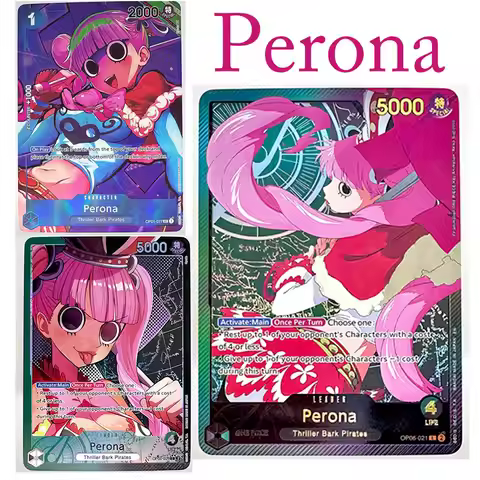 One Piece TCG Perona Proxy Cards Set OP06 OP01 Leader character Rare Holo Foil Anime Trading Cards, 