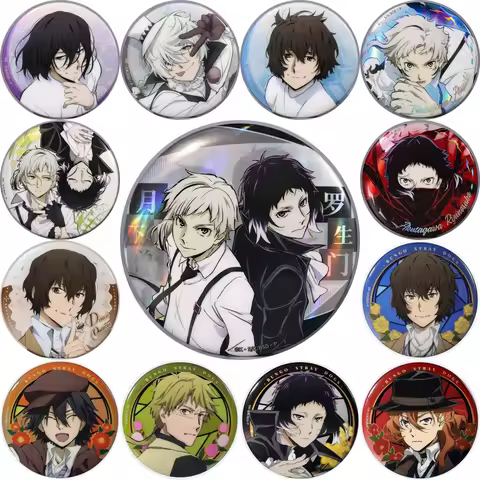 58mm Anime Bungo Stray Dogs Gogol dazai osamu Ryunosuke Akutagawa Cosplay COSTUME Badge Pin SPTE Tin