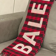BALENCIAGA | 紅色格紋 Logo 羊毛圍巾/披肩