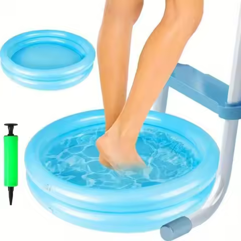 Inflatable Foot Bath Footbath, 24x7 in Foot Soaking Bath Basin, 1 Person Small 3 Ring Round Footbath