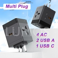 LUMOS Multi Plug Adapter with 3 USB 3 Way Plug Adaptor Extension Socket Block Cube Multiplug with US