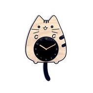 趣味設計擺鐘 貓咪擺尾 台製機芯 貓時鐘 實木壁鐘 可愛小貓