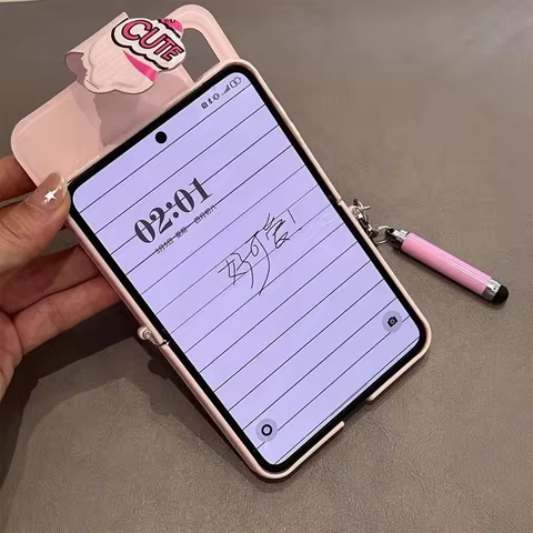 Cute Girls Book Stylus Phone Case for Samsung Galaxy Z Flip6 zflip5 Oppo find N2 N3flip/Xiaomi Mix f