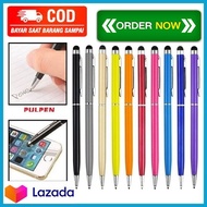2 in 1 Stylus Pad Capacitive Touch Pen Ballpoint Laser Point, Senter + Laser Pointer + Pen + Stylus, Stylus Pen Untuk Semua Hp Android Tablet Laptop - Stylush Pen Android - Stilus Pen Android Tablet Laptop Pena Pulpen Pensil Tablet Laptop Android Unik