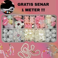 Manik 1 set kotak/1 set box/ manik kotak dan tali/manik easthetic
