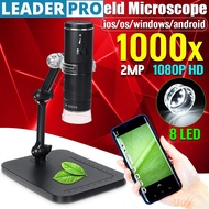 920*1080P USB Microscope Digital WIFI Microscope 1000X 2MP Magnifier 8 LED Camera with Stand for Wir