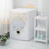 Washing Machine Cover Cute Cartoon Sunscreen Waterproof Dustproof Washer Dryer Cover for 9-10kg Front-Loading Machine Accessories