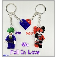 Cute Joker and Queen Keychain Couple Backpack Pendant Compatible with LEGO Keychain