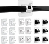 15pcs Adhesive Curtain Rod Holder,No Drill Curtain Rod Brackets,DIY Square ABS Wall Door Mounted Adjustable Strong Adhesive Curtain Rod Hook for Bathroom Kitchen Hotel