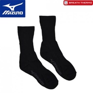 MIZUNO Breath Thermo 保暖襪 輕量 常規長度 黑色