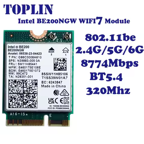 New Wi-Fi 7 Intel BE200 Bluetooth 5.4 Wifi Card BE200NGW 2.4/ 5/ 6 GHz 5.8 Gbps For Windows 11 PC La