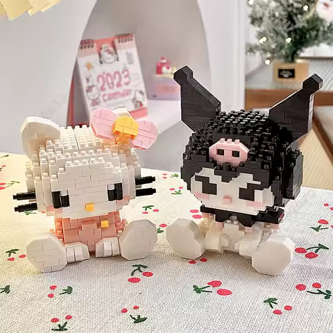 Sanrio Building Blocks Hello Kitty Bricks Kuromi Cinnamoroll Assembly Block Toys Cartoon Anime Figur