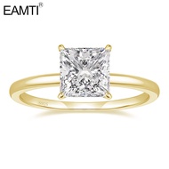 EAMTI 925 Sterling Silver 2CT Promise Rings Gold Stunning Wedding Bands Engagement Rings Princess Cu