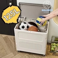 SGLOBFY 127L Large Capacity Storage Box with Movable Wheels Foldable 67.3*64*40CM Toys Basketball Do