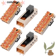 COMOWAN 5pcs Micro Slide Switch, SS-24E01 4 Position Toggle Switch, 10P 2P4T Vertical 5mm Toggle Mic
