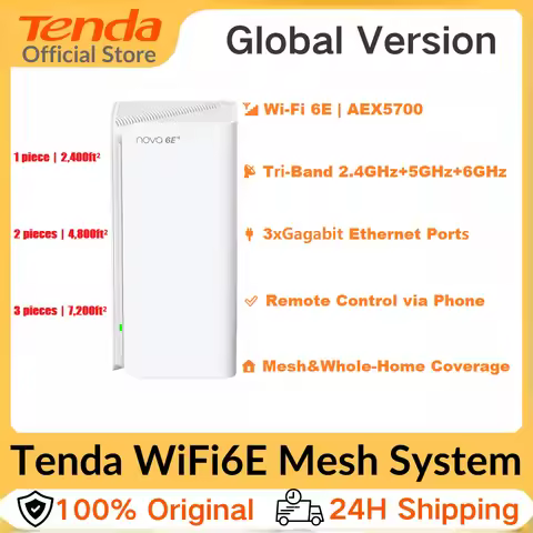 Tenda Nova AXE5700 Tri-Band Wi-Fi 6E Router Whole Home Mesh System 6GHz Band 3xG Port WiFi Router Re