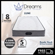8 Inch Dreams Lumi 3 Zone Pocketed Spring Mattress