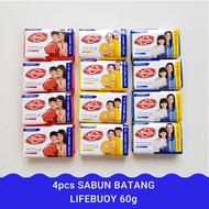 (Promo Hemat isi 4 pcs) Lifebuoy Sabun Batang 60 Gr Mild Care - Lifebuoy Sabun Batang Lemon - Lifebu