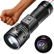 Senter Terang Zoom In Zoom Out Laser Wick Free USB Tahan Lama 5800 Lumens Bahan Alumunium - 0210