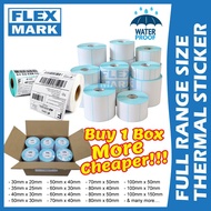[1-Carton] FLEXMARK Thermal Sticker Shipping Label Barcode Paper Printer Roll A6 20 x 30 x 35 40 50 60 70 80 100 150